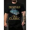 Erkek Tişört Araba Baskılı Kısa kol t-shirt - Siyah