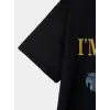 Erkek Tişört Araba Baskılı Kısa kol t-shirt - Siyah