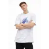 Erkek Asit Yıkamalı Oversize Tişört Bisiklet Yaka Kısa Kol T-shirt - Beyaz