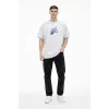 Erkek Asit Yıkamalı Oversize Tişört Bisiklet Yaka Kısa Kol T-shirt - Beyaz
