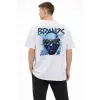 Erkek Asit Yıkamalı Oversize Tişört Bisiklet Yaka Kısa Kol T-shirt - Beyaz