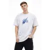 Erkek Asit Yıkamalı Oversize Tişört Bisiklet Yaka Kısa Kol T-shirt - Beyaz