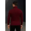 Erkek Tam Boğazlı Balıkçı Yaka Triko Kazak Kalın Fitilli - Bordo