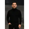 Erkek Tam Boğazlı Balıkçı Yaka Triko Kazak Kalın Fitilli - Siyah