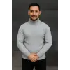 Erkek Tam Boğazlı Balıkçı Yaka Triko Kazak Kalın Fitilli -  Gri