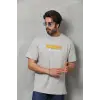 Erkek Kısa Kol Yazlık Tişört Bisiklet Yaka Baskılı Oversize T-Shirt - Gri