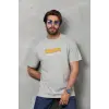Erkek Kısa Kol Yazlık Tişört Bisiklet Yaka Baskılı Oversize T-Shirt - Gri