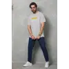 Erkek Kısa Kol Yazlık Tişört Bisiklet Yaka Baskılı Oversize T-Shirt - Gri