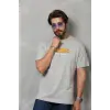 Erkek Kısa Kol Yazlık Tişört Bisiklet Yaka Baskılı Oversize T-Shirt - Gri