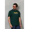 Erkek Kısa Kol Yazlık Tişört Bisiklet Yaka Baskılı Oversize T-Shirt - Yeşil