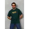 Erkek Kısa Kol Yazlık Tişört Bisiklet Yaka Baskılı Oversize T-Shirt - Yeşil