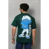Erkek Kısa Kol Yazlık Tişört Bisiklet Yaka Baskılı Oversize T-Shirt - Yeşil