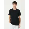 ERKEK Düz Tişört Bisiklet Yaka Regular Fit Yazlık Kısa kol T-Shirt - Siyah