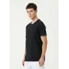 ERKEK Düz Tişört Bisiklet Yaka Regular Fit Yazlık Kısa kol T-Shirt - Siyah