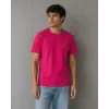 Erkek Basic Pamuklu Tişört Bisiklet Yaka Düz Renk Regular Fit T-Shirt - Fuşya