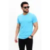 Erkek Basic Tişört Bisiklet Yaka Kısa Kol Günlük Yazlık Slim fit T-Shirt - Açık Mavi