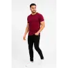 Erkek Basic Tişört Bisiklet Yaka Kısa Kol Günlük Yazlık Slim fit T-Shirt - Bordo