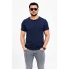 Erkek Basic Tişört Bisiklet Yaka Kısa Kol Günlük Yazlık Slim fit T-Shirt - Lacivert