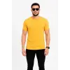 Erkek Basic Tişört Bisiklet Yaka Kısa Kol Günlük Yazlık Slim fit T-Shirt - Sarı