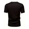 Erkek Kısa Kol Yazlık Tişört Bisiklet Yaka Baskılı Oversize T-Shirt - Siyah