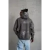 Erkek 3 İplik Pamuklu Kapüşonlu Kanguru Cepli Sweatshirt Hoodie -  Gri