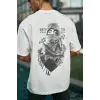Erkek Kısa Kol Tişört Bisiklet Yaka Filistin Poşulu Baskılı T-Shirt - Beyaz