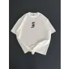 Erkek Ön ve Arka Baskılı T-Shirt Kısa Kol Bisiklet Yaka Regular Fit Tişört -  Beyaz
