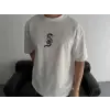 Erkek Ön ve Arka Baskılı T-Shirt Kısa Kol Bisiklet Yaka Regular Fit Tişört -  Beyaz