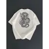 Erkek Ön ve Arka Baskılı T-Shirt Kısa Kol Bisiklet Yaka Regular Fit Tişört -  Beyaz