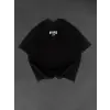 Erkek Ön ve Arka Baskılı T-Shirt Kısa Kol Bisiklet Yaka Regular Fit Tişört -  Siyah