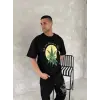Erkek Baskılı T-Shirt Kısa Kol Bisiklet Yaka Regular Fit Yazlık Tişört - SiyahSiyah