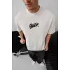 Erkek Tişört Yazlık Baskılı Oversize Kısa kol T-Shirt - Beyaz