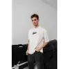 Erkek Tişört Yazlık Baskılı Oversize Kısa kol T-Shirt - Beyaz