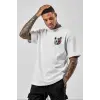 Erkek Baskılı T-Shirt Kısa Kol Bisiklet Yaka Regular Fit Rahat Kalıp Tişört -  Beyaz