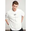 Erkek Baskılı T-Shirt Kısa Kol Bisiklet Yaka Regular Fit Rahat Kalıp Tişört - Beyaz