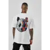 Erkek Baskılı T-Shirt Kısa Kol Bisiklet Yaka Regular Fit Rahat Kalıp Tişört -  Beyaz