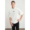 Erkek Baskılı T-Shirt Kısa Kol Bisiklet Yaka Regular Fit Rahat Kalıp Tişört - Beyaz