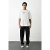 Erkek Kısa Kol Yazlık Tişört Bisiklet Yaka Baskılı Oversize T-Shirt -  Beyaz