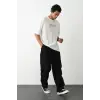 Erkek Kısa Kol Yazlık Tişört Bisiklet Yaka Baskılı Oversize T-Shirt -  Beyaz