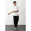 Erkek Kısa Kol Yazlık Tişört Bisiklet Yaka Baskılı Oversize T-Shirt - Beyaz