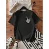 Erkek Baskılı T-Shirt Kısa Kol Bisiklet Yaka Regular Fit Rahat Kalıp Tişört - Siyah