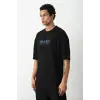 Erkek Baskılı Oversize  Kısa kol T-Shirt - Siyah