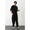 Erkek Baskılı Oversize  Kısa kol T-Shirt - Siyah