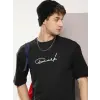 Erkek Baskılı T-Shirt Kısa Kol Bisiklet Yaka Regular Fit Rahat Kalıp Tişört - Siyah
