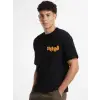 Erkek Tişört Baskılı Oversize Kısa kol T-shirt - Siyah