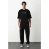 Erkek Baskılı Oversize  Kısa kol T-Shirt - Siyah