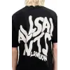 Erkek Tişört Baskılı Oversize Kısa kol T-shirt - Siyah