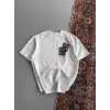 Erkek Yazlık Bisiklet Yaka Baskılı Regular Fit Tişört Kısa Kol T-Shirt - Beyaz