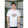 Erkek Baskılı T-Shirt Kısa Kol Bisiklet Yaka Regular Fit Rahat Kalıp Günlük Tişört - Beyaz