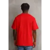 Erkek Baskılı T-Shirt Kısa Kol Bisiklet Yaka Rahat Kalıp Tişört - Kırmızı